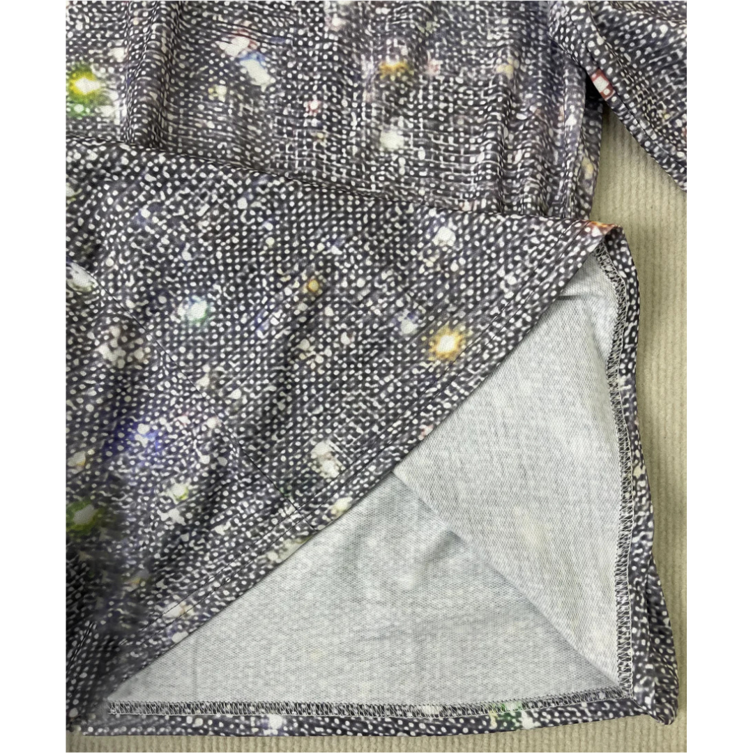 Salbina | Damen Metallische Disco Flitter Druck Oberteil | V-Ausschnitt