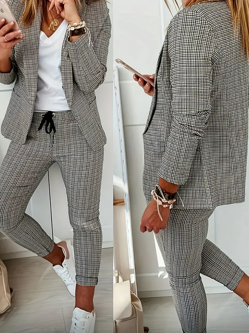 Heidi-Mode | Set aus Blazer und Hose mit Hahnentrittmuster