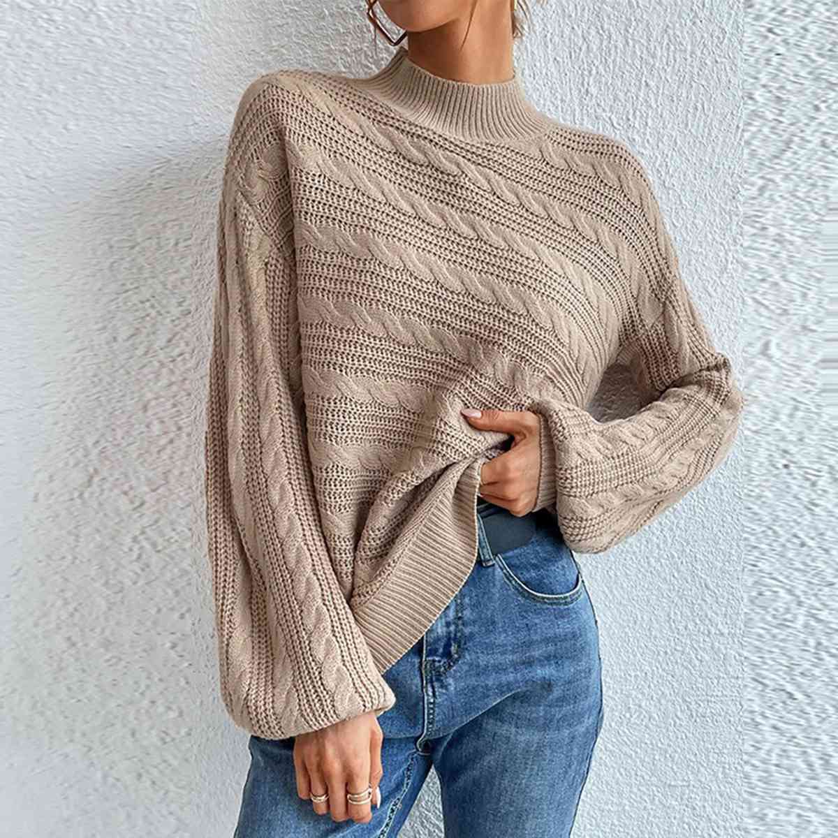 Anne - Eleganter Rollkragenpullover aus Zopfmuster