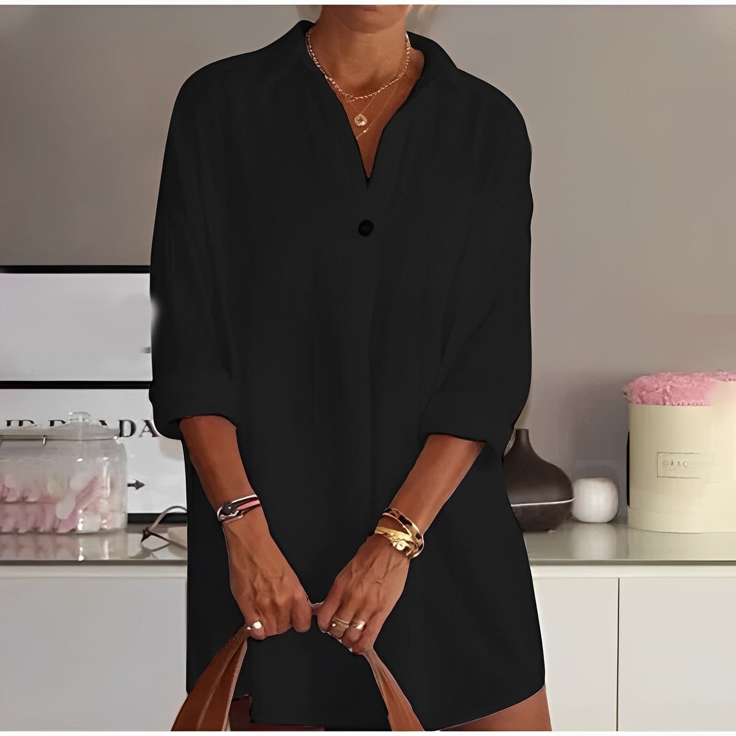 Caterina- Halbärmliges lockeres Hemd