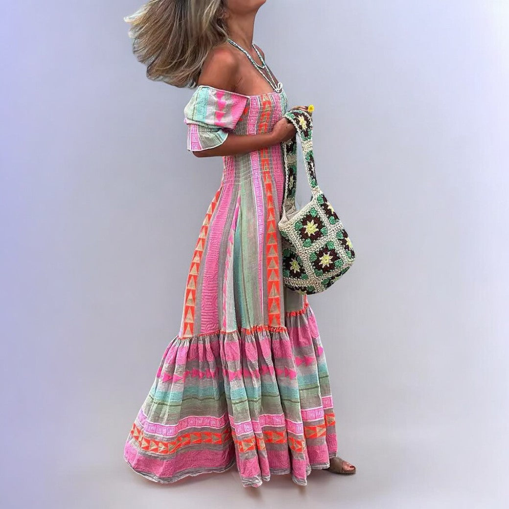 Anya | Geometrisch Bedrucktes Maxikleid