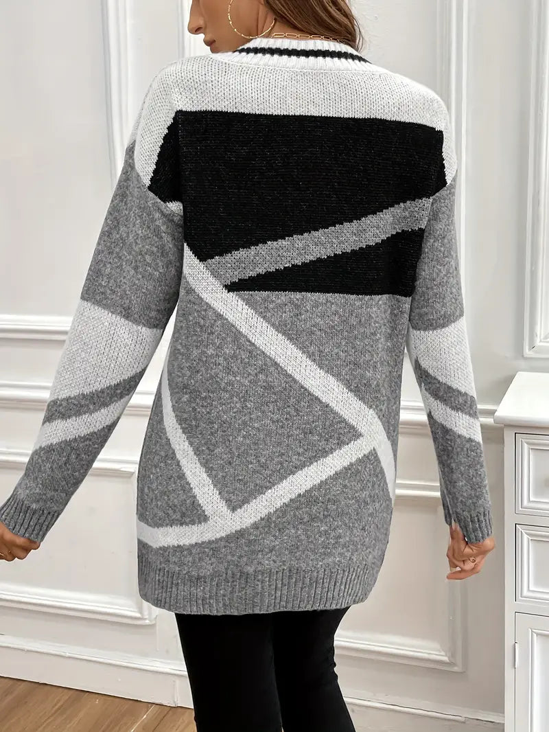 Kaitlyn - Pullover mit Color Block und V-Ausschnitt