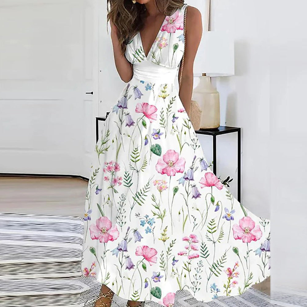 Romy Floral V-Ausschnitt Kleid