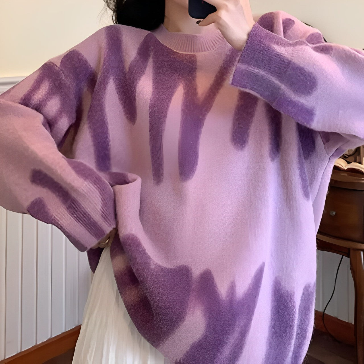 Ebba - Oversized Strickpullover mit Aufdruck