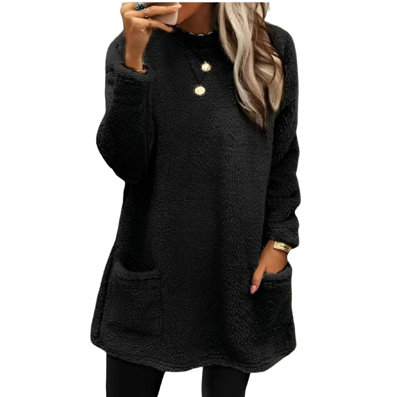 Jessamyn - Kuscheliger Plüsch-Fleece-Pullover mit Taschen