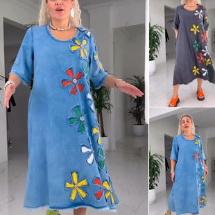 Flavia | Strickkleid mit Blumenmuster