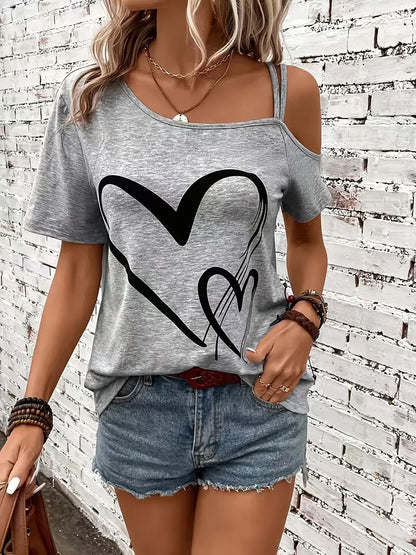 Jessamine – kurzarm-top mit herz-print