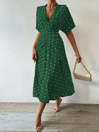 Sadie - Plissiertes Midikleid wit Bauchabdeckung