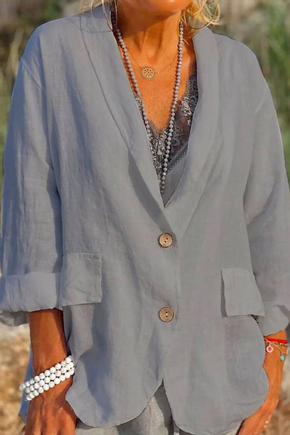 Jessica - Luftige Leinenjacke mit Knopfleiste