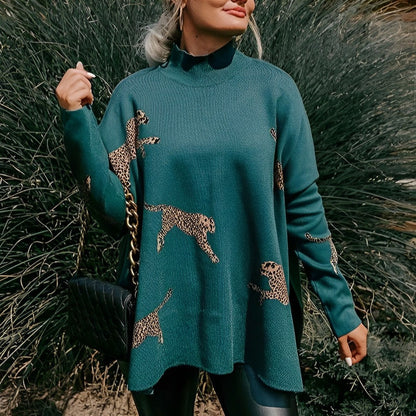 Clarissa - Gemütlicher Pullover mit Print und hohem Kragen