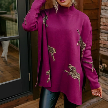 Clarissa - Gemütlicher Pullover mit Print und hohem Kragen