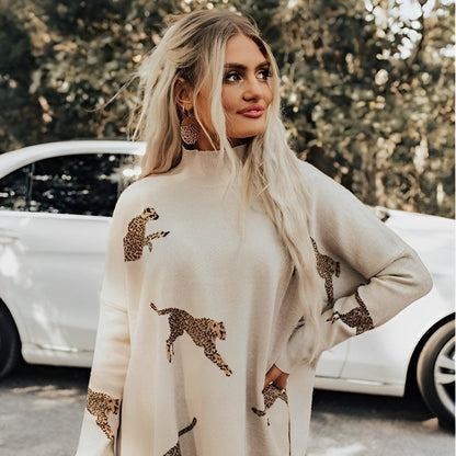 Clarissa - Gemütlicher Pullover mit Print und hohem Kragen