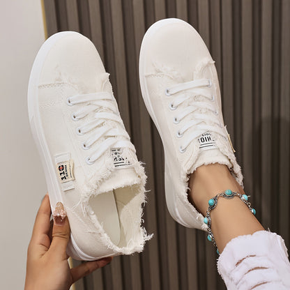 Weißer Leinenschuh - Damen Casual Sneaker