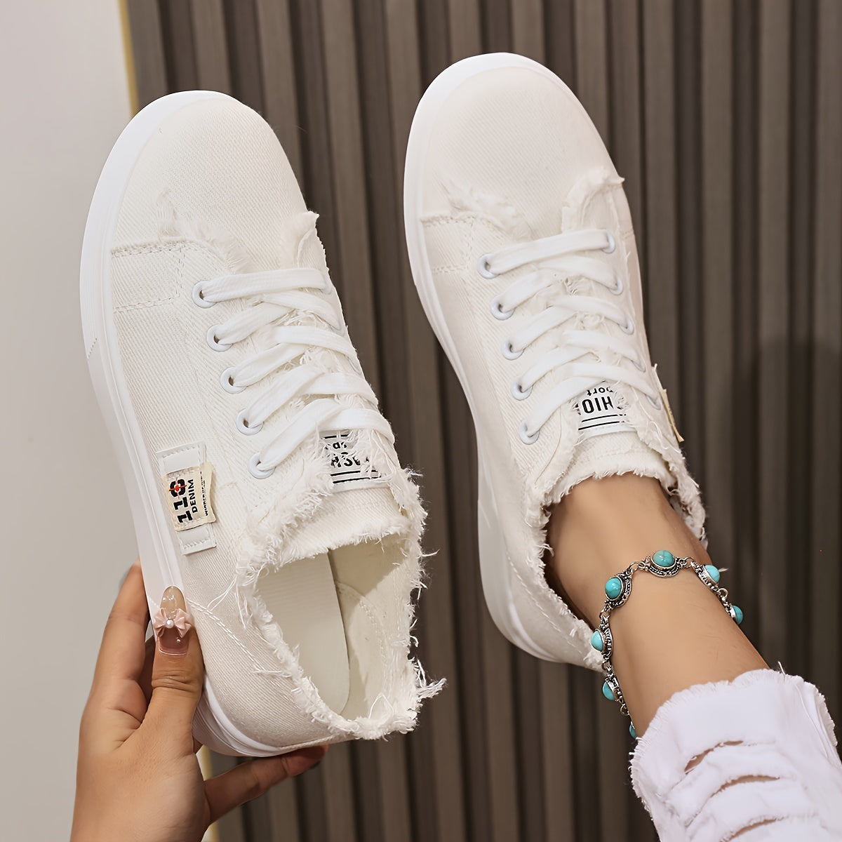 Weißer Leinenschuh - Damen Casual Sneaker