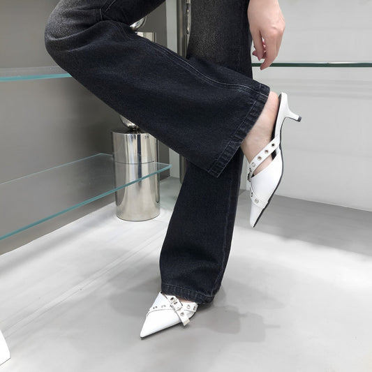 Alva - Elegante Halbslipper-Sandalen mit spitzer Zehenpartie