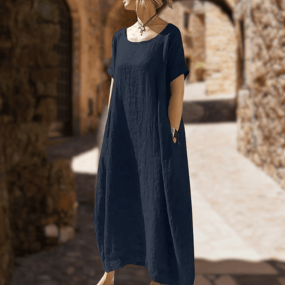 Aisha - Bequem Kleid wit Bauchabdeckung