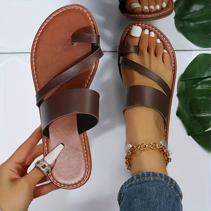 Rote Flip-Flops mit Lederriemen - Emma