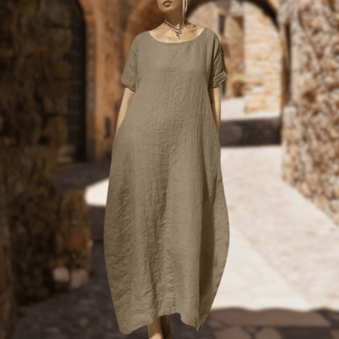 Aisha - Bequem Kleid wit Bauchabdeckung