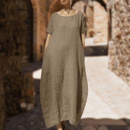 Aisha - Bequem Kleid wit Bauchabdeckung