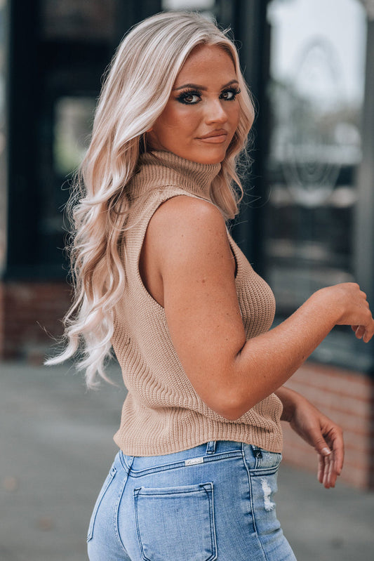 Rollkragen-Strick-Top