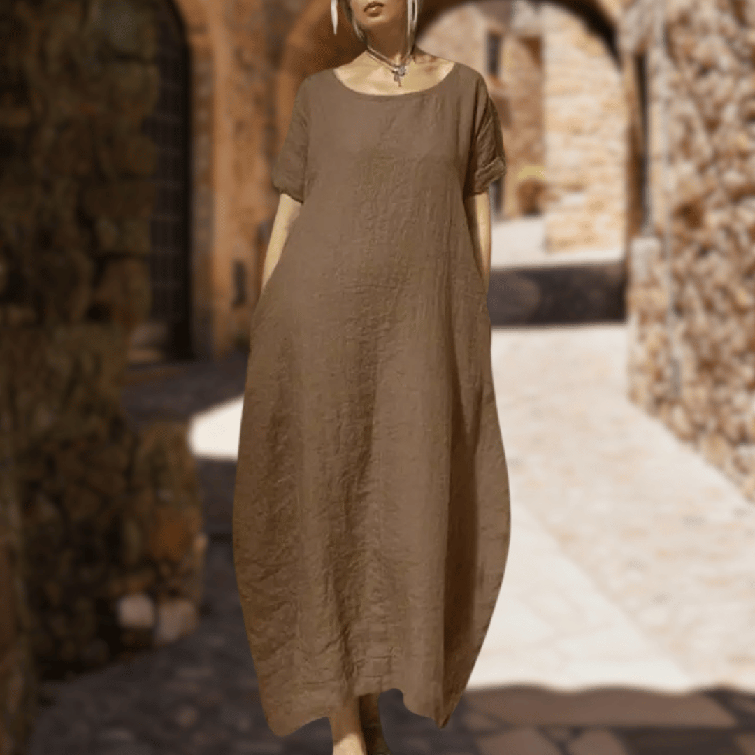 Aisha - Bequem Kleid wit Bauchabdeckung