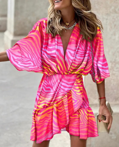 Sabrina - Mehrfarbiger Strampelanzug mit Rüschenärmeln und bequemen Schnitt