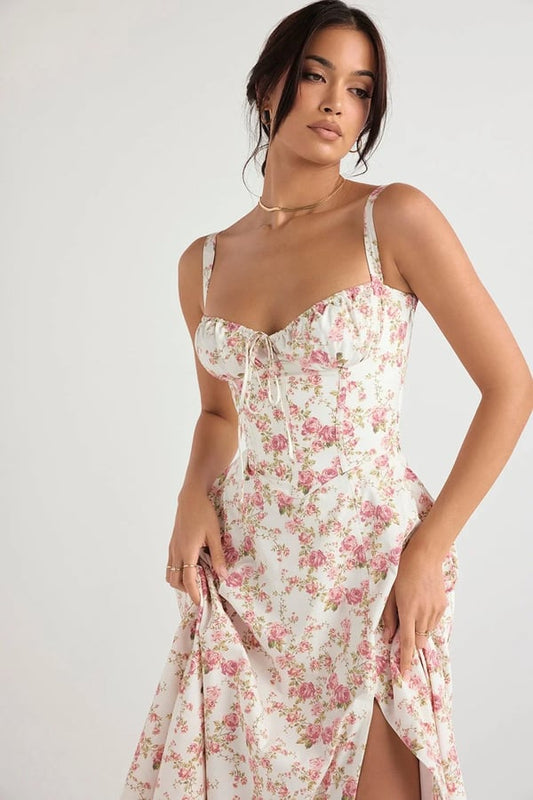 Carmen | Bequemes Bustier-Sommerkleid mit Blumendruck