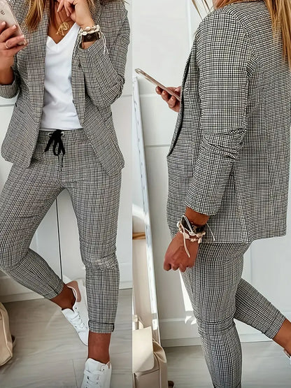 Heidi-Mode | Set aus Blazer und Hose mit Hahnentrittmuster