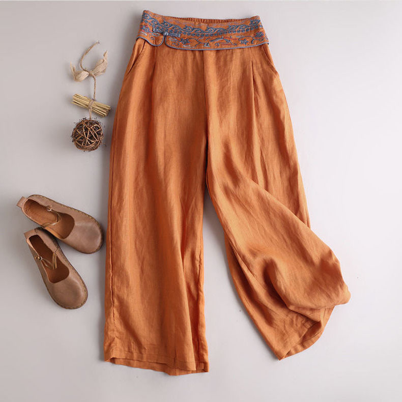 MADLEN - Stylische und bequeme Sommer Leinen Hose mit Stickerei