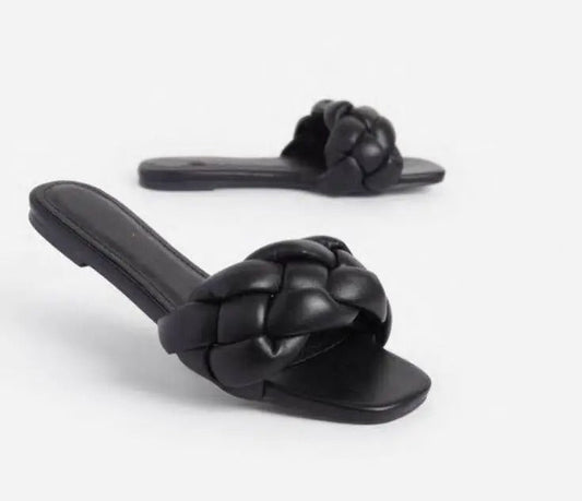 Heidi-Mode | Schwamm Gewebte Hausschuhe Flach Rutschfest