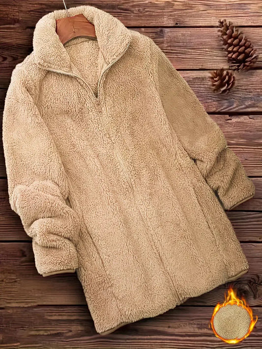 Greta - Kuschelige Teddyjacke mit Reißverschluss