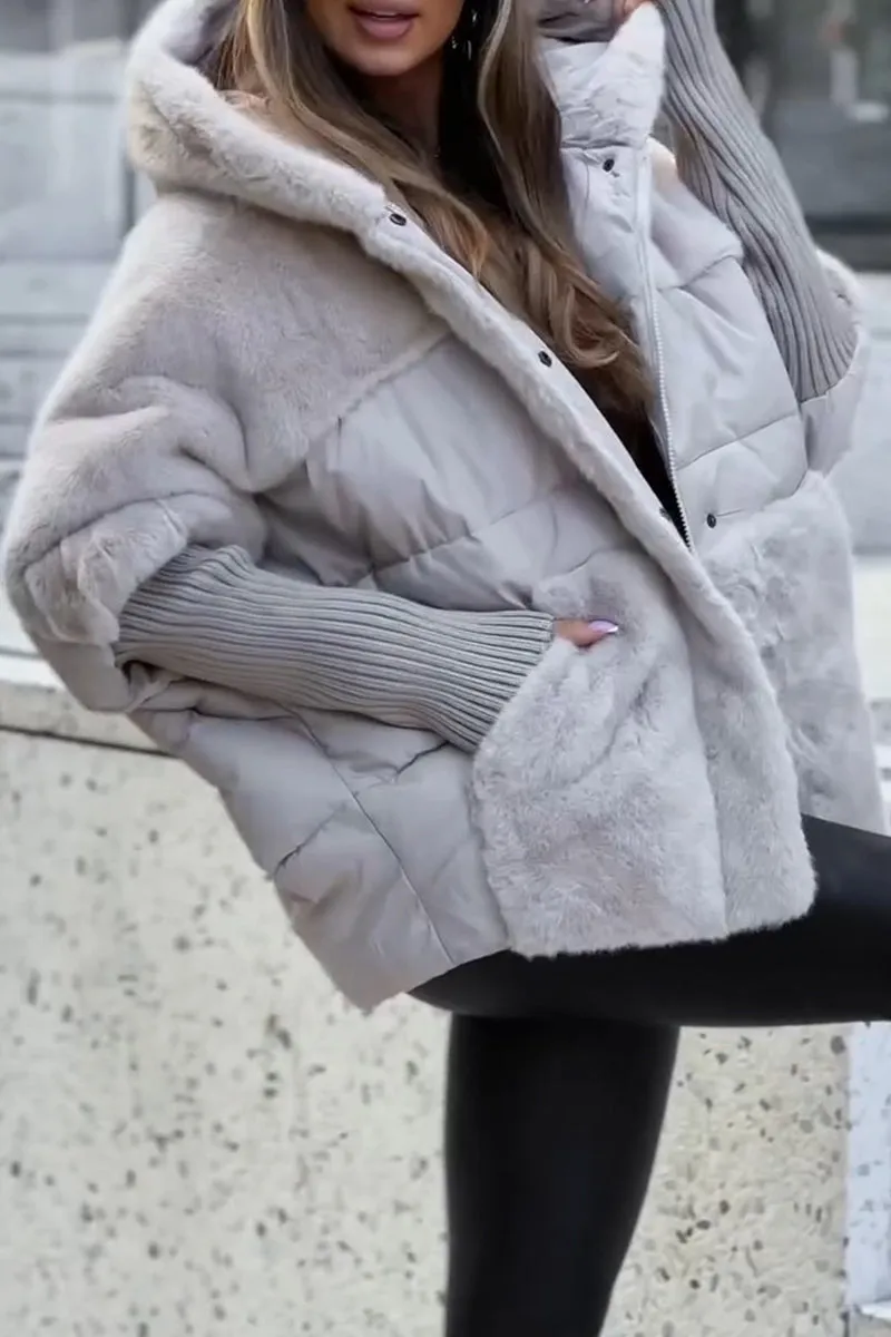 Sophie - Mehrfarbige Winter-Thermojacke mit Kapuze