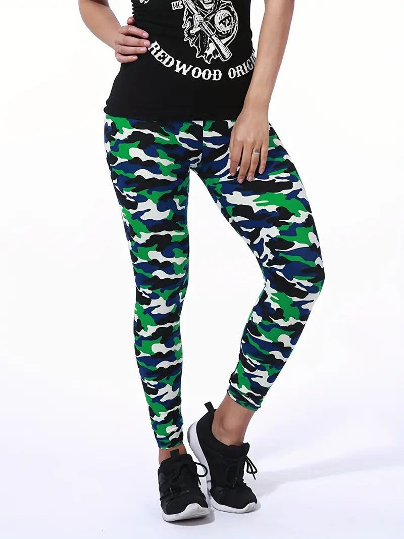 Aurora – lässige camouflage-leggings mit hoher taille