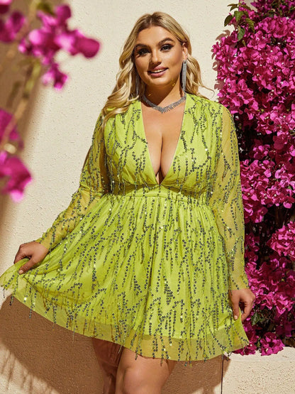 Heidi-Mode | Sexy Abendkleid Mit Pailletten In Übergrößen