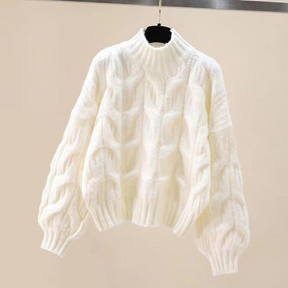 Amelie Fleur Retro Glam Set - Weicher cremefarbener Pullover & Jeans mit Perlenverzierung