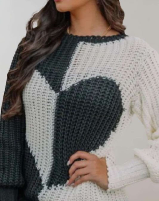Herzliebe Pullover - Strickpullover mit Herzmuster für Damen