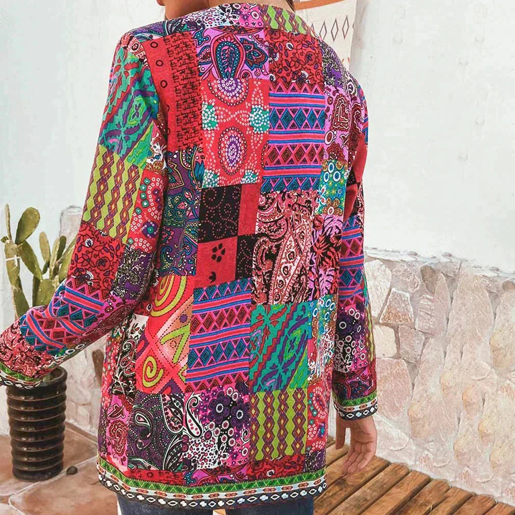 Colorful Jacket - Women's Open Front Boho Cardigan Blazer