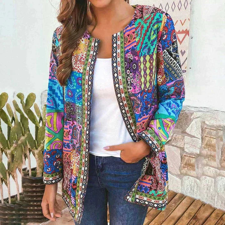 Colorful Jacket - Women's Open Front Boho Cardigan Blazer