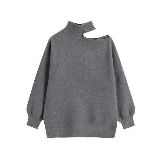 Rollkragenpullover für Damen mit Ausschnitt