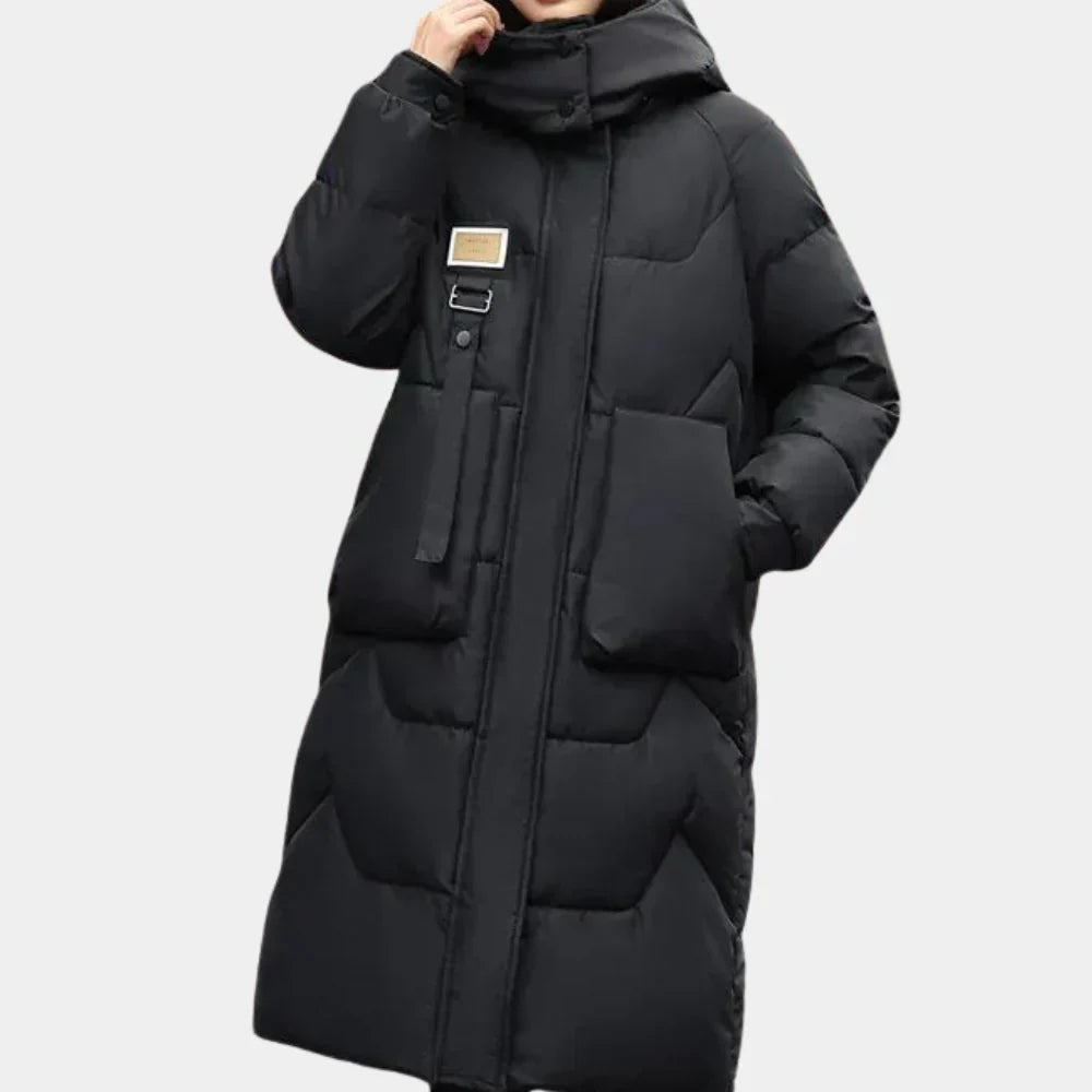 Samantha - kapuzenjacke mit puffmuster für frauen