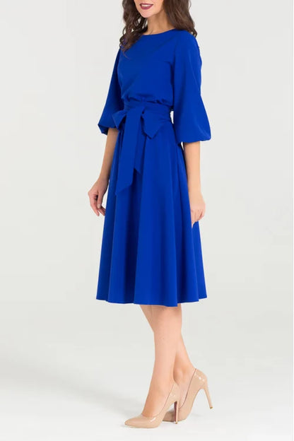 Viora | Grünes Midi-Kleid mit Bindegürtel