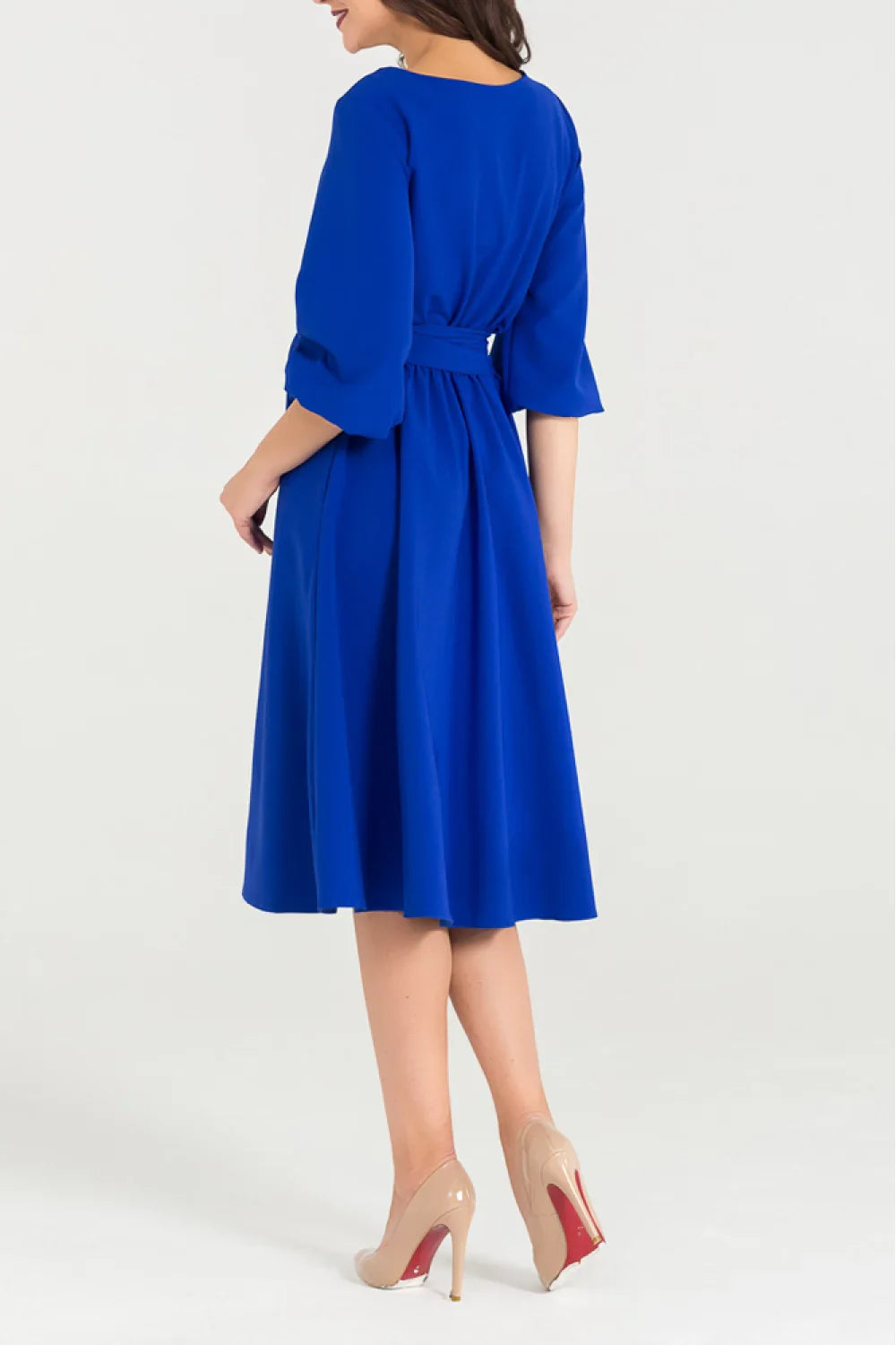 Viora | Grünes Midi-Kleid mit Bindegürtel