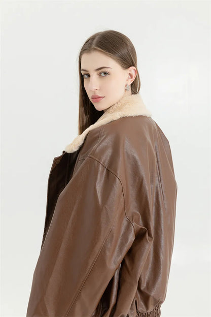 Kolyra | Vintage Leren Winterjas, Elegant