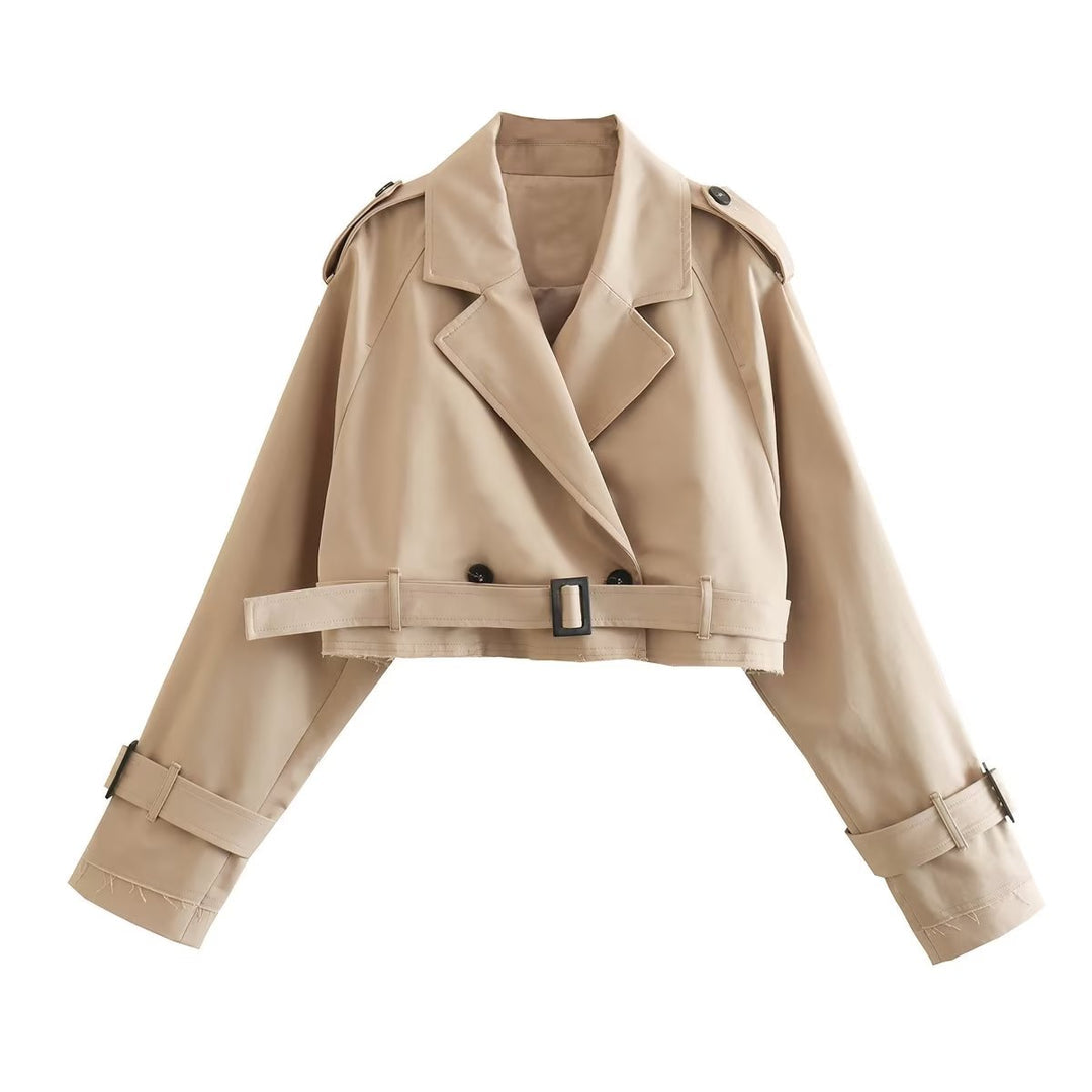 Zyria | Kürzer trendiger Trenchcoat beige