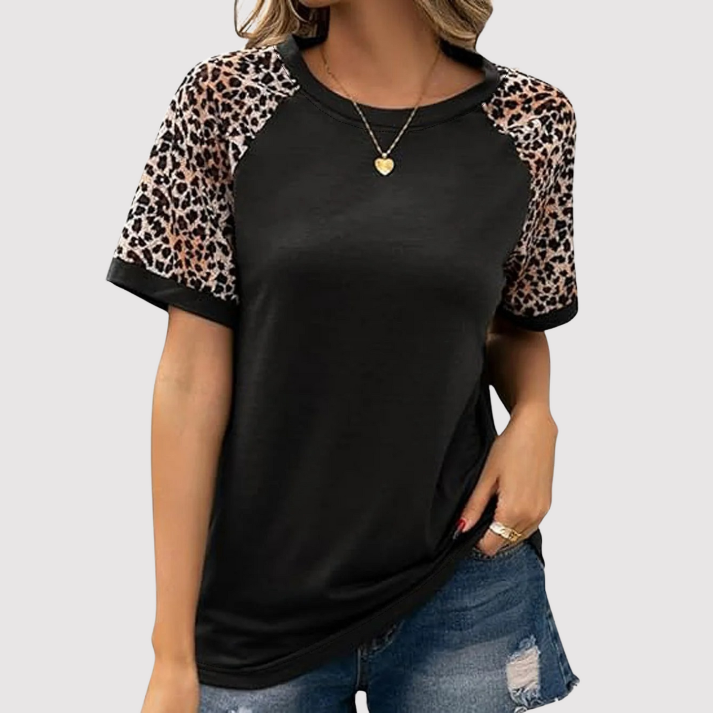 Rundhals-Shirt mit Leopardenmuster