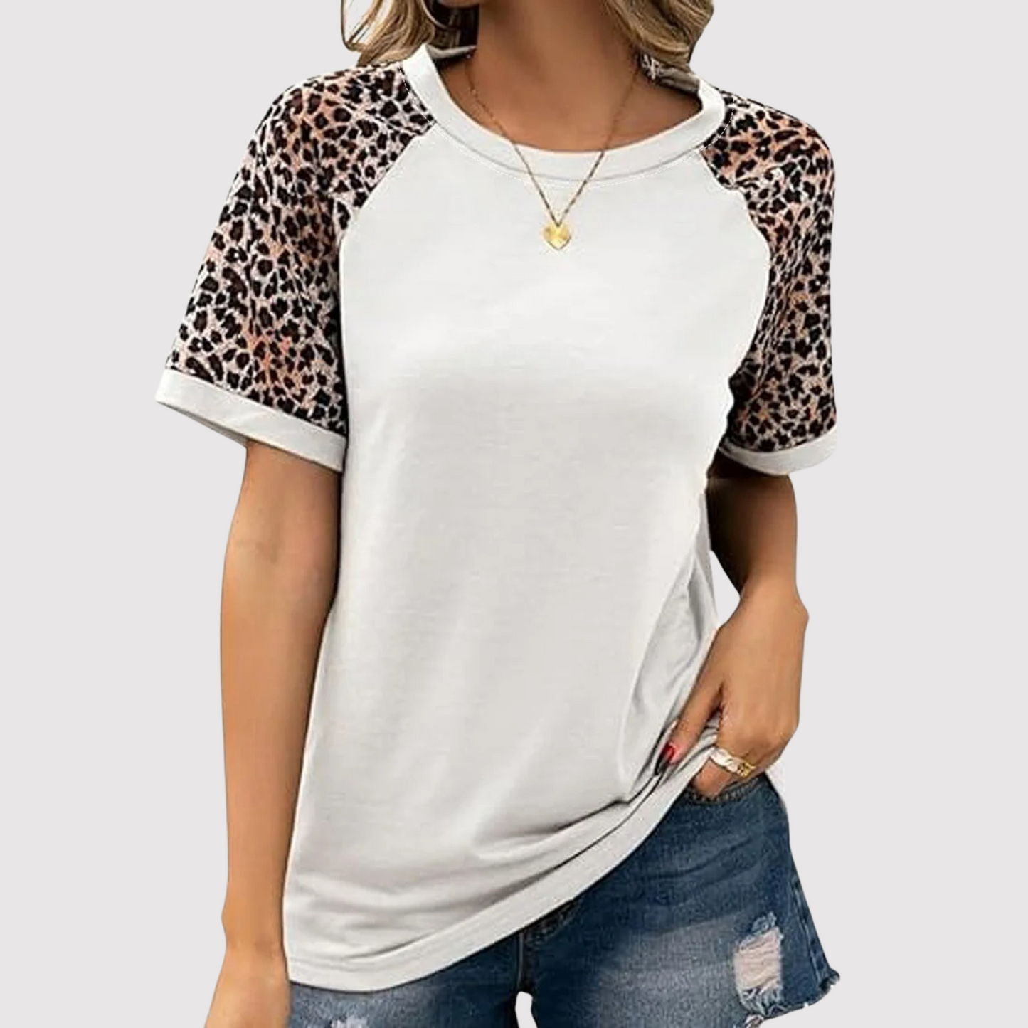 Rundhals-Shirt mit Leopardenmuster
