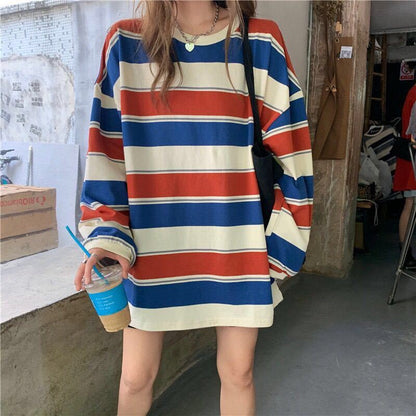 Alessia - Langärmeliger gestreifter Pullover im Vintage Stil