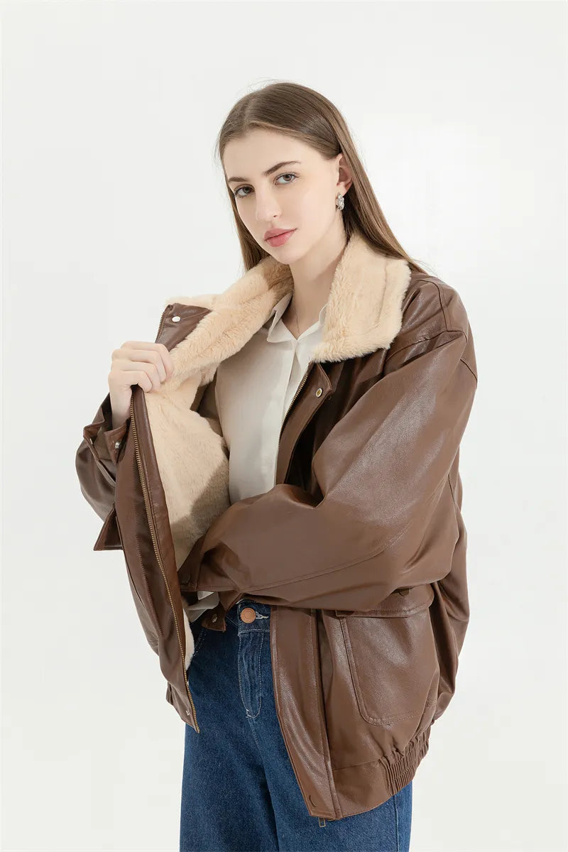 Kolyra | Vintage Leren Winterjas, Elegant