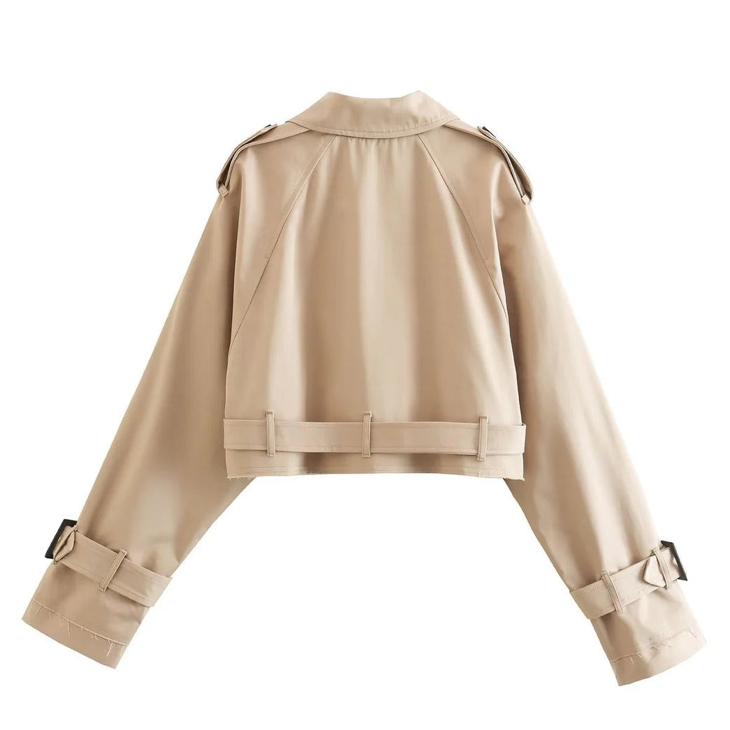 Zyria | Kürzer trendiger Trenchcoat beige