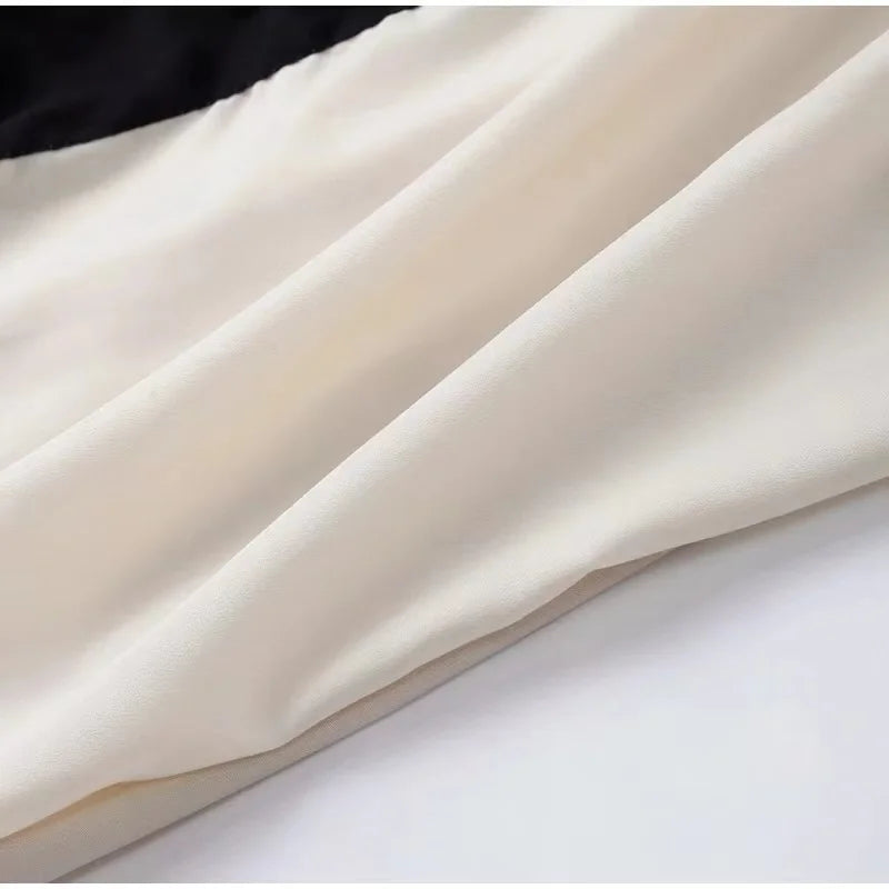 Heidi-Mode | Schwarz Weiß V-Ausschnitt Maxi Kleid Einfarbig Elegant Damen Bademode Cover-Up Mode Luxus Bademode Badeanzug Strandbekleidung